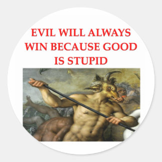 evil classic round sticker