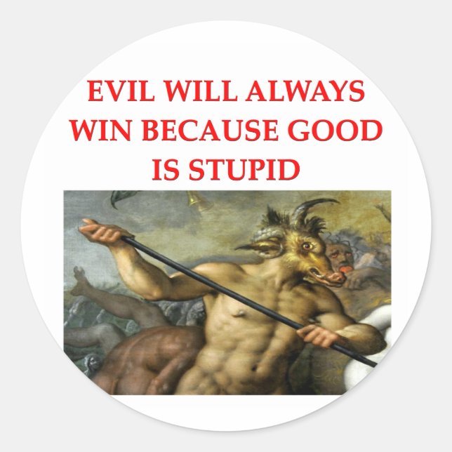 evil classic round sticker (Front)