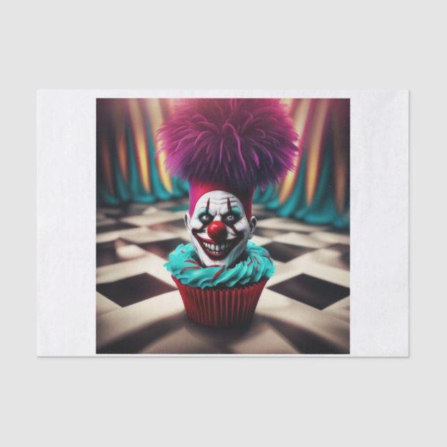 Evil Clown Cupcake Decoupage Paper  (Front)