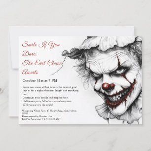 Evil Clown Halloween Invitation – Sinister Smile