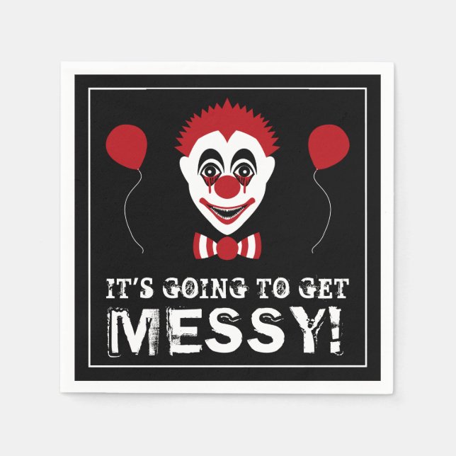Evil Clown, Halloween Party Napkin (Front)