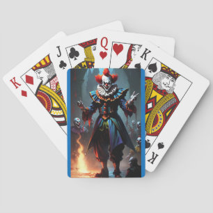 Evil clown poker cards blue