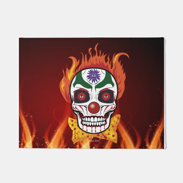Evil Clown Skull Demon Welcome Mat (Front)