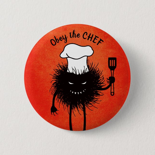 Evil Cook Cartoon Character Chef 2 Inch Round Button (Front)