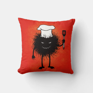 Evil Cook Cartoon Character Chef Throw Pillow