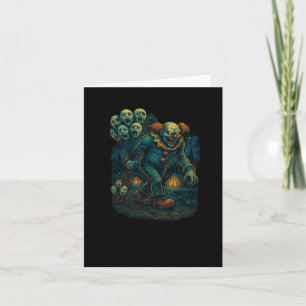 Evil Creepy Clown With Screaming Haunted Lloons Gr Card