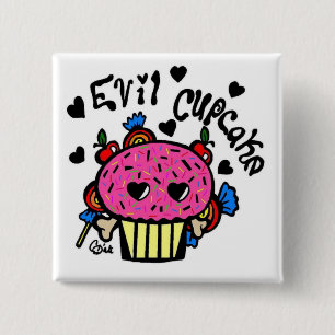 evil cupcake 2 inch square button