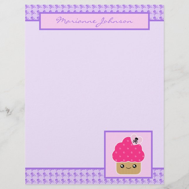 Evil Cute Cupcake Kawaii Stationery Large (Front)