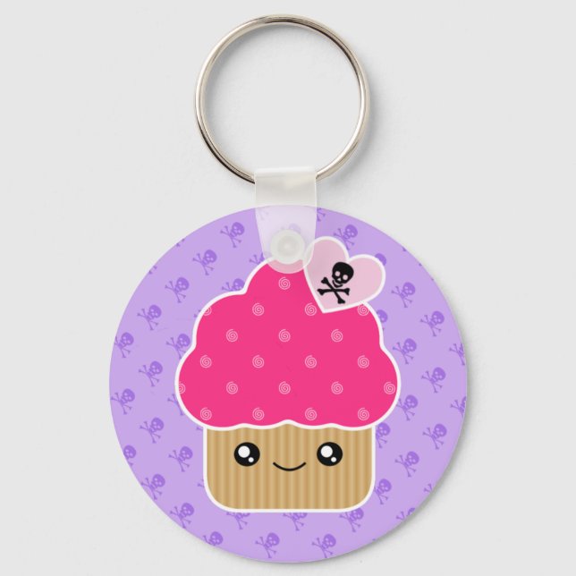 Evil Cute Cupcake Of Death Kawaii Keychain (Front)