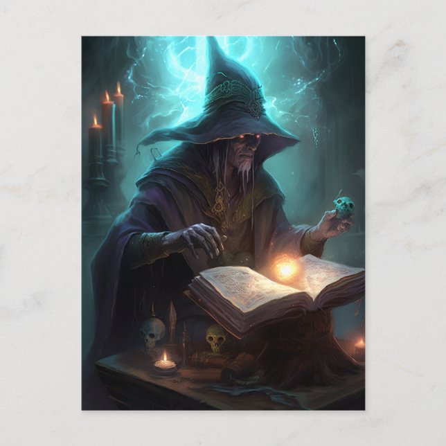 Evil Dark Wizard Mage Magical Fantasy Art Postcard (Front)