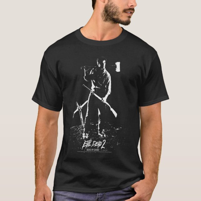 Evil Dead 2 Ash Silhouette with Weapons Horror Mov T-Shirt (Front)