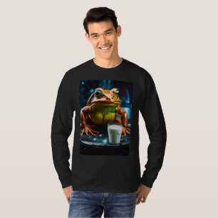 Evil Demonic Glass of Milk Above a Human Brain T-Shirt