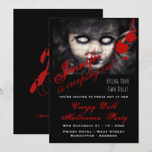EVIL DOLL Halloween Invitation Mort Déplaisante ef