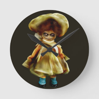 EVIL DORA DOLL, haunted doll product scary art Round Clock