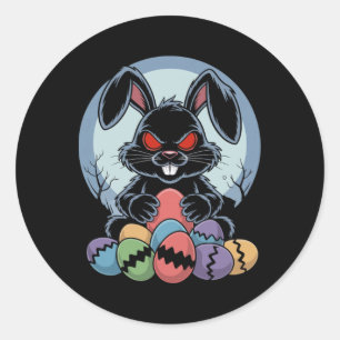 Evil Easter Bunny Scary Horror Rabbit Red Eyes Mon Classic Round Sticker
