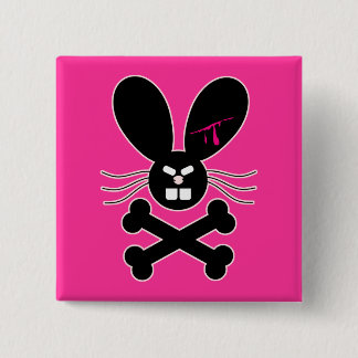 Evil Emo Bunny Crossbones 2 Inch Square Button