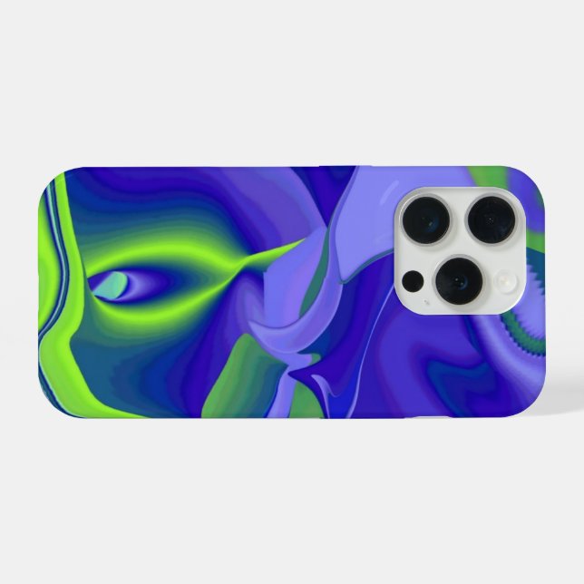 Evil Eye , 3D Abstract in green blue purple iPhone Case (Back Horizontal)