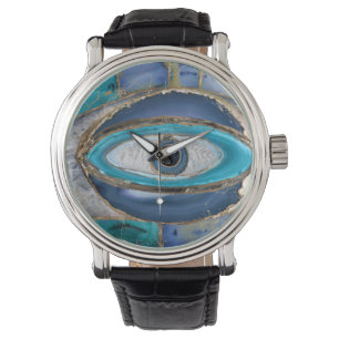 Evil Eye Amulet Agate and gold Watch