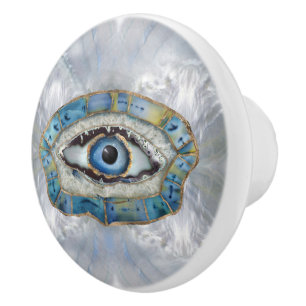 Evil Eye Amulet Geodes and Crystals Ceramic Knob