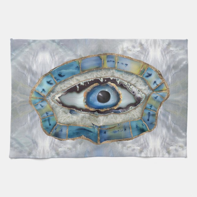 Evil Eye Amulet Geodes and Crystals Kitchen Towel (Horizontal)
