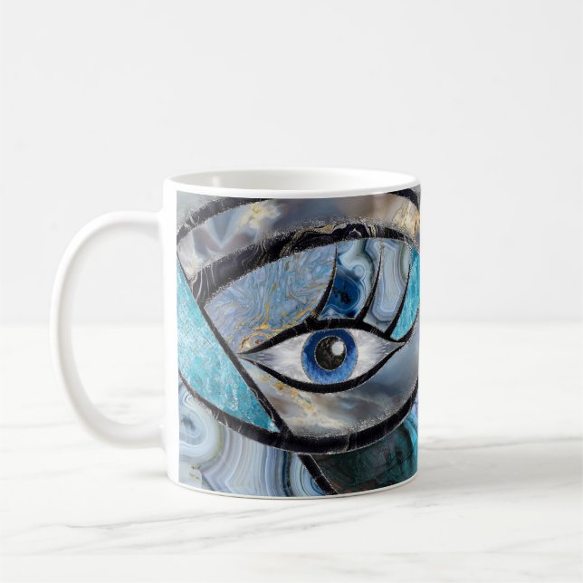 Evil Eye Amulet Mineral Textures Collage Coffee Mug (Left)