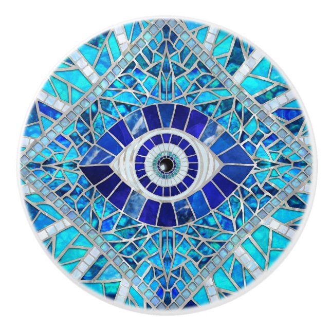 Evil Eye Amulet Mosaic Art Ceramic Knob (Front)