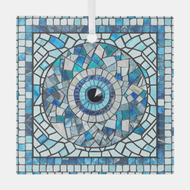 Evil Eye Amulet Mosaic Art Glass Ornament (Front)