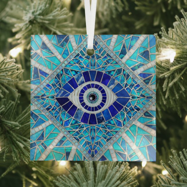 Evil Eye Amulet Mosaic Art Glass Ornament (Insitu)