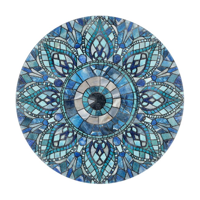 Evil Eye Amulet Mosaic Mandala Art Cutting Board (Front)