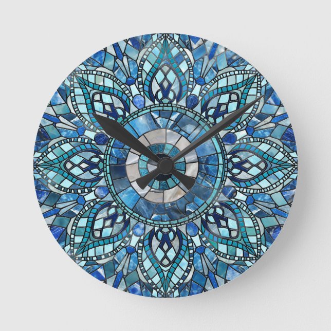 Evil Eye Amulet Mosaic Mandala Art Round Clock (Front)