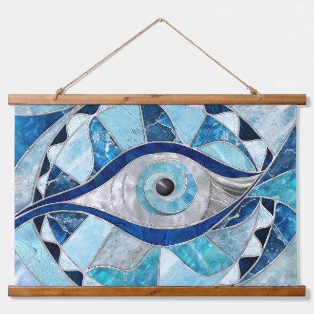 Evil Eye Amulet Mosaic Mineral Textures Hanging Tapestry (Front)