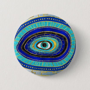 Evil Eye Amulet Ornament 2 Inch Round Button