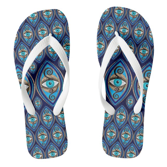 Evil Eye Amulet Pattern Flip Flops (Footbed)