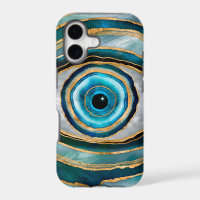 Evil Eye Amulet Watercolor marbles and gold
