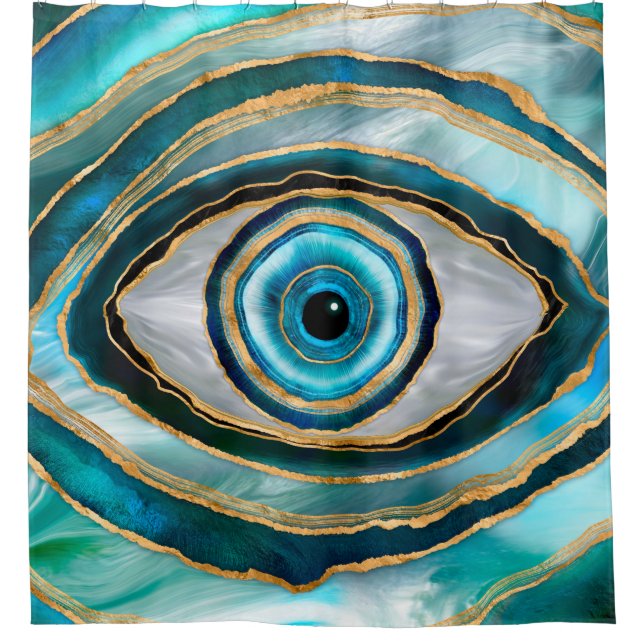 Evil Eye Amulet Watercolor marbles and gold (Front)