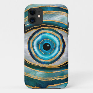 Evil Eye Amulet Watercolor marbles and gold Case-Mate iPhone Case