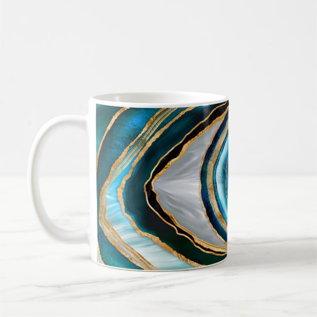 Evil Eye Amulet Watercolor marbles and gold Coffee Mug (Left)