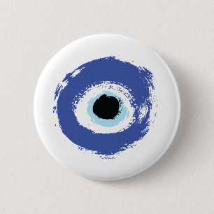 Evil Eye Artistic Blue Greek 2 Inch Round Button