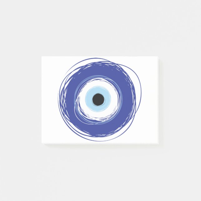 Evil Eye Artistic Blue Greek Post-it Notes (Front)
