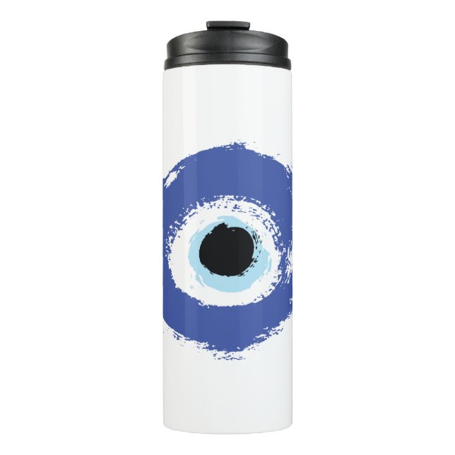 Evil Eye Artistic Blue Greek Thermal Tumbler (Front)