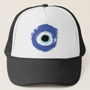 Evil Eye Artistic Blue Greek Trucker Hat