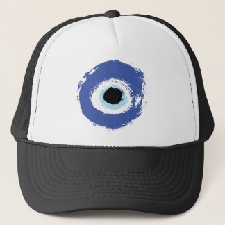 Evil Eye Artistic Blue Greek Trucker Hat