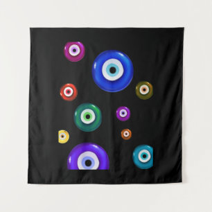 Evil Eye Black Backdrop Tapestry