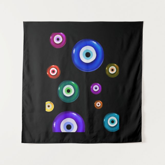 Evil Eye Black Backdrop Tapestry (Front)