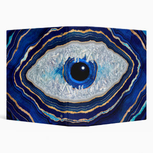 Evil Eye Blue Agate Geode Ditital Art Binder