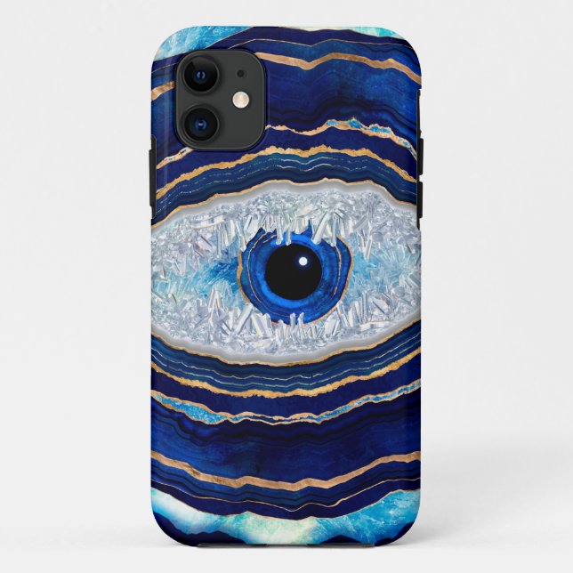 Evil Eye Blue Agate Geode Ditital Art Case-Mate iPhone Case (Back)