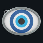Evil Eye Blue Mati Greek luck & protection symbol Belt Buckle<br><div class="desc">Evil Eye Blue Mati Greek luck & protection symbol Belt buckle. Blue Mati Greek / Turkish nazar icon for protection and good luck. Personalize with custom text.</div>