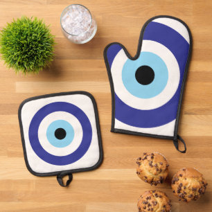 Evil Eye Blue Mati rings Oven Mitt & Pot Holder Set