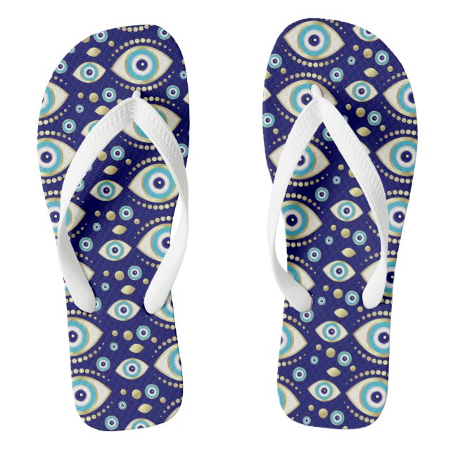 Evil Eye Charm Pattern Flip Flops (Footbed)