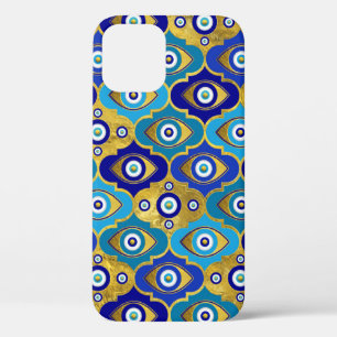 Evil Eye Charms in Quatrefoil Pattern iPhone 12 Case